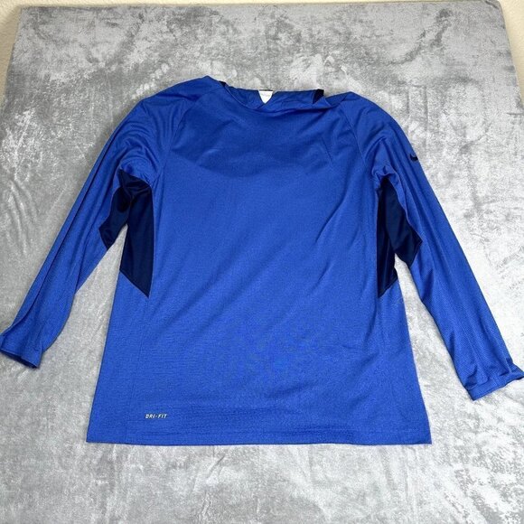 Nike Lebron James Shirt Mens XXL Hooded Pull Over Performance Blue Long Sleeve - Picture 1 of 9